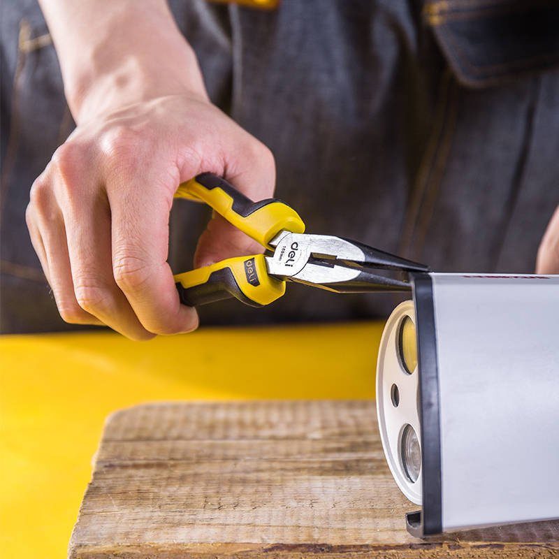 Long Nose Pliers 6" Deli Tools EDL2106 (yellow) - Image 3