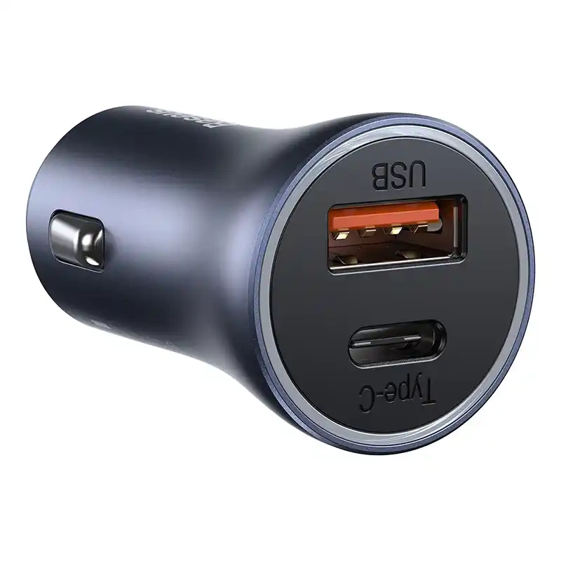 Baseus Golden Contactor Pro Car Charger USB + USB-C, QC4.0+, PD, SCP, 40W (gray) + Cable USB-C do iP 1m (black) - Image 4