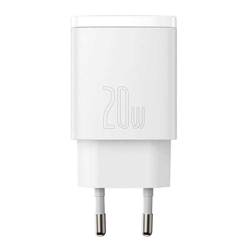 Baseus Compact Quick Charger, USB, USB-C, 20W (white) - Image 3