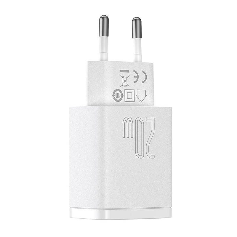 Baseus Compact Quick Charger, USB, USB-C, 20W (white) - Image 4