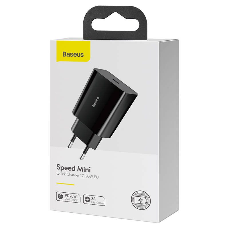 Baseus Speed Mini Quick Charger, USB-C, PD, 3A, 20W (black) - Image 6