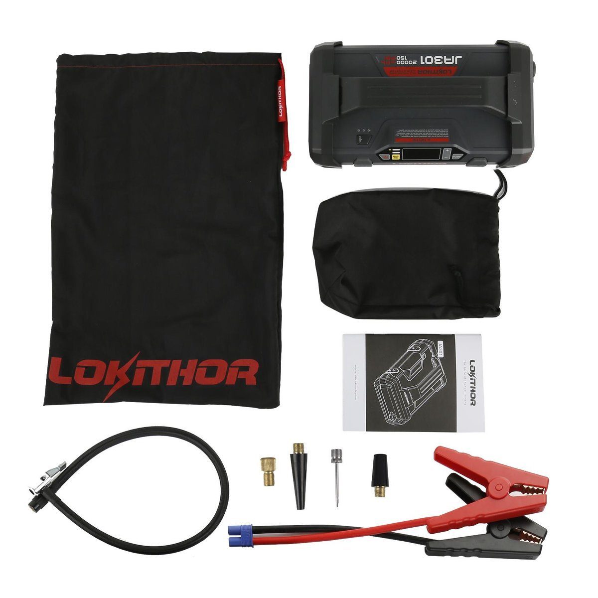 Lokithor JA301 Jump Starter / Booster 2000A + Powerbank 20000mAh + Compressor + Flashlight 4-in-1 Device - Image 4