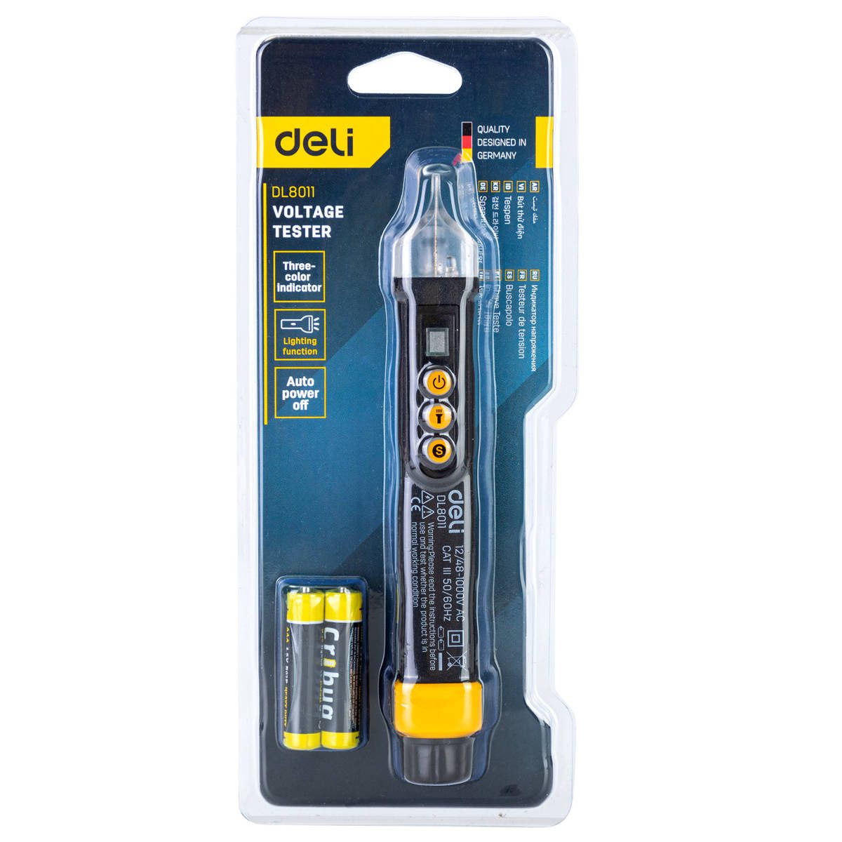 Non-contact voltage tester Deli Tools EDL8011, 12/48-1000V AC (black) - Image 5