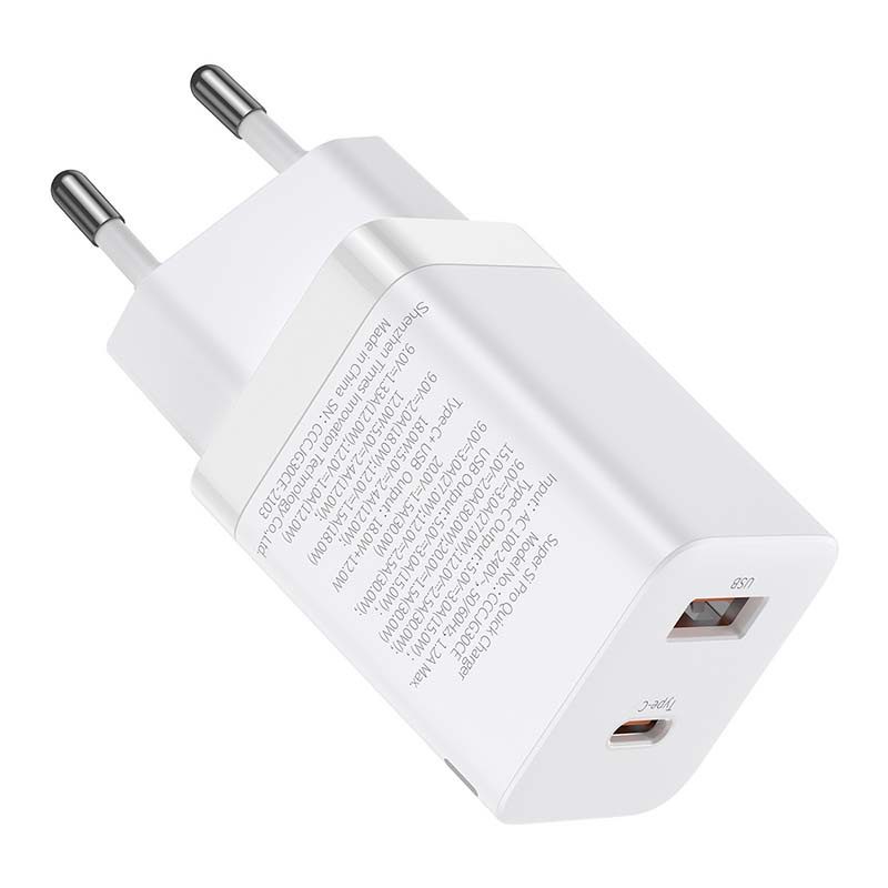Baseus Super Si Pro Quick Charger USB + USB-C 30W (white) - Image 5