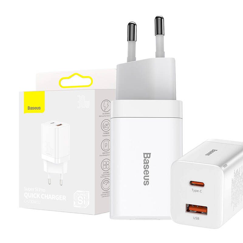 Baseus Super Si Pro Quick Charger USB + USB-C 30W (white) - Image 6