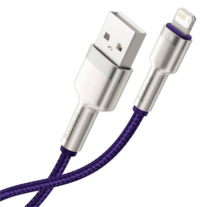 USB cable for Lightning Baseus Cafule, 2.4A, 1m (purple) - Image 4