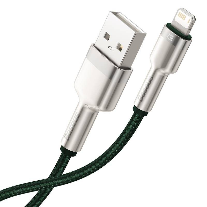 USB cable for Lightning Baseus Cafule, 2.4A, 1m (green) - Image 5