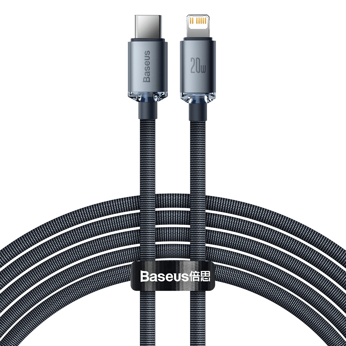 Baseus Crystal Shine cable USB-C to Lightning, 20W, PD, 2m (black) - Image 2