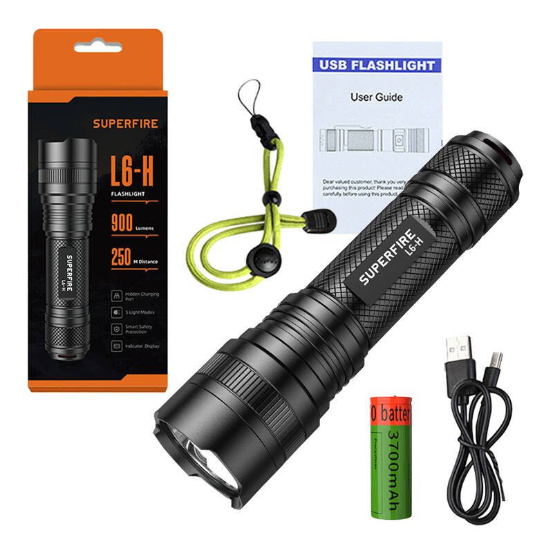 Superfire L6-H flashlight, 900 lm, 15W, USB-C, 5 modes - Image 6