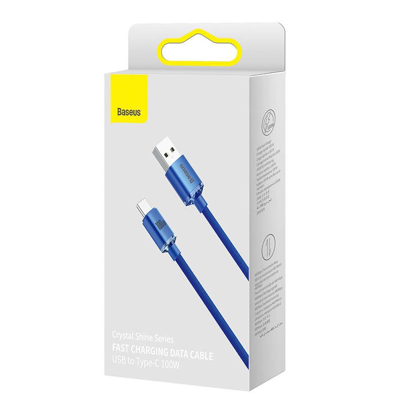Baseus Crystal Shine cable USB to USB-C, 100W, 2m (blue) - Image 6