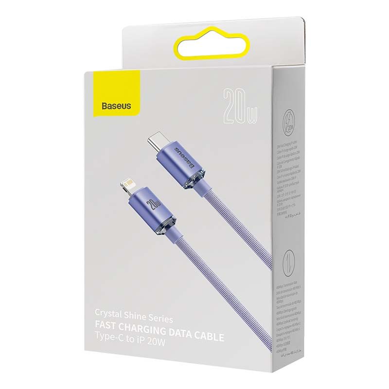 Baseus Crystal cable USB-C to Lightning, 20W, PD, 2m (violet) - Image 5