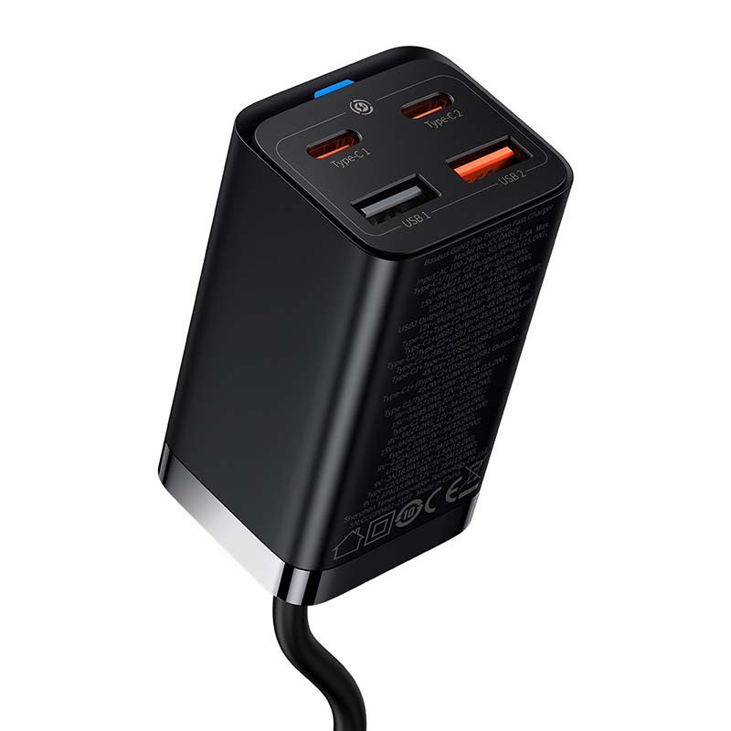 Quick Charger Baseus GaN3 Pro, 2x USB-C, 2x USB, 65W (black) - Image 4