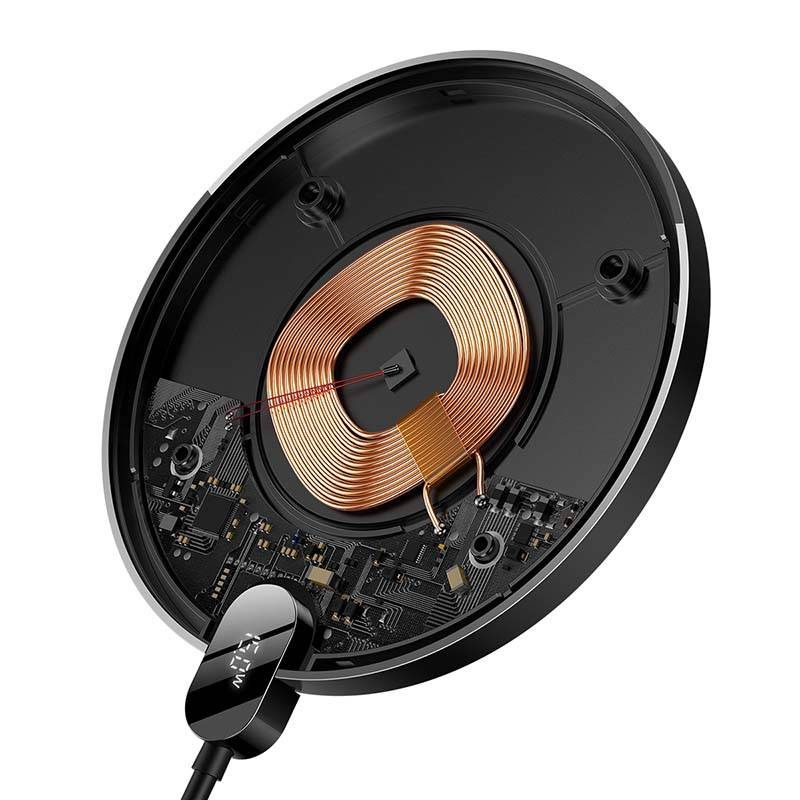 Inductive wireless charger Baseus Digital LED 15W (black) - Image 4