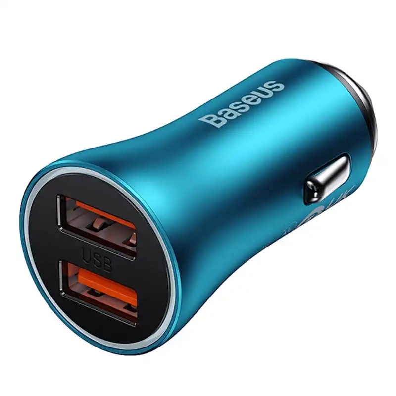 Baseus Golden Contactor Max car charger, 2x USB, 60W (blue) - Image 3