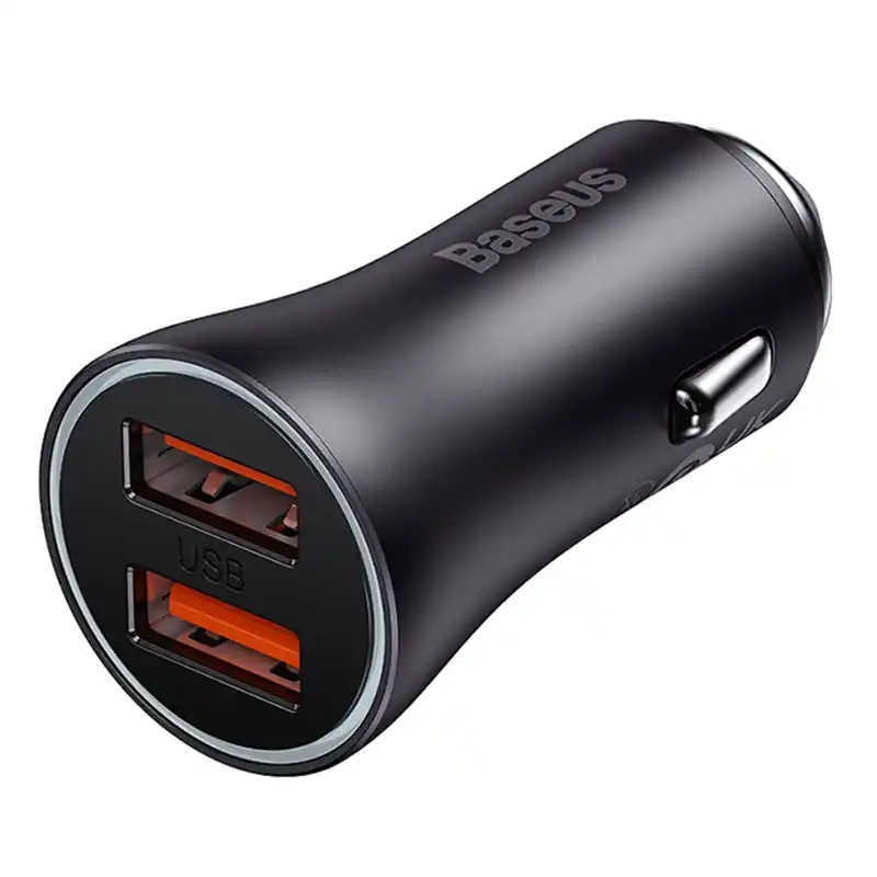 Baseus Golden Contactor Max car charger, 2x USB, 60W (gray) - Image 2