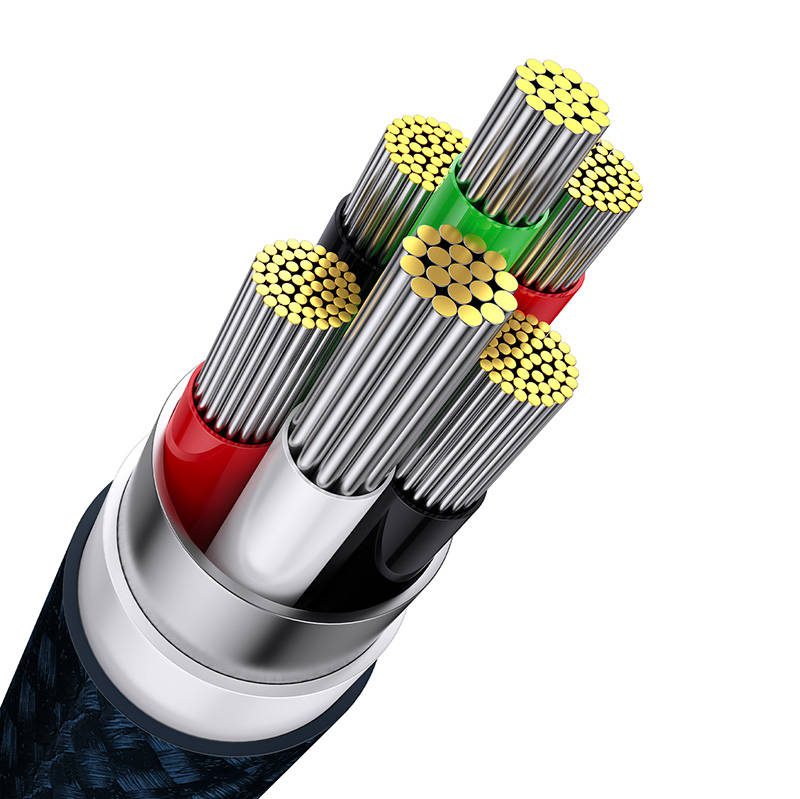 3in1 USB cable Baseus Flash Series, USB-C + micro USB + Lightning, 100W, 1.2m (blue) - Image 5