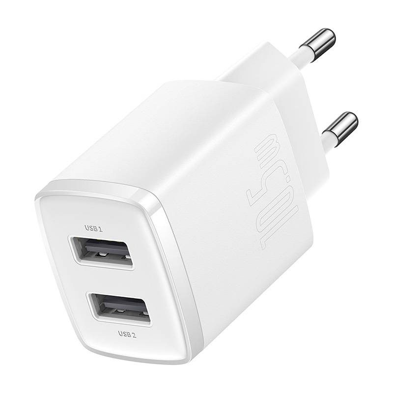 Baseus Compact Quick Charger, 2x USB, 10.5W (white) - Image 2