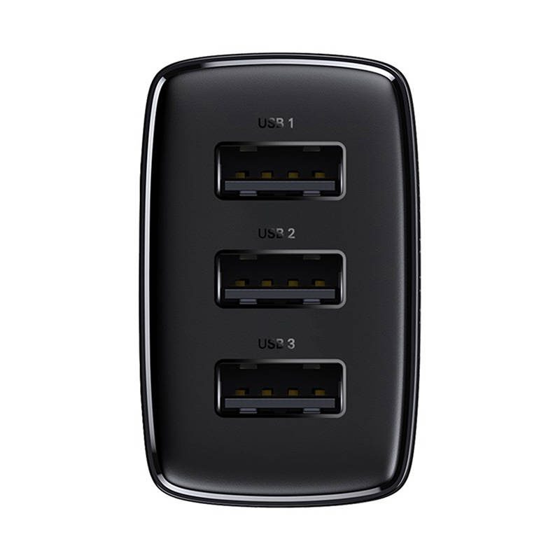 Baseus Compact Quick Charger, 3x USB, 17W (Black) - Image 3