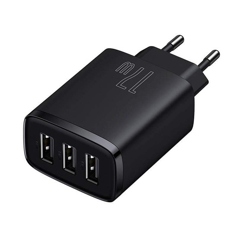 Baseus Compact Quick Charger, 3x USB, 17W (Black) - Image 6