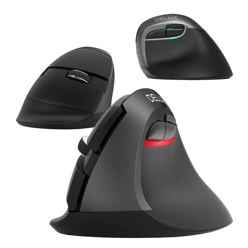 Wireless Vertical Mouse Delux M618Mini DB BT+2.4G 2400DPI (black) - Image 4