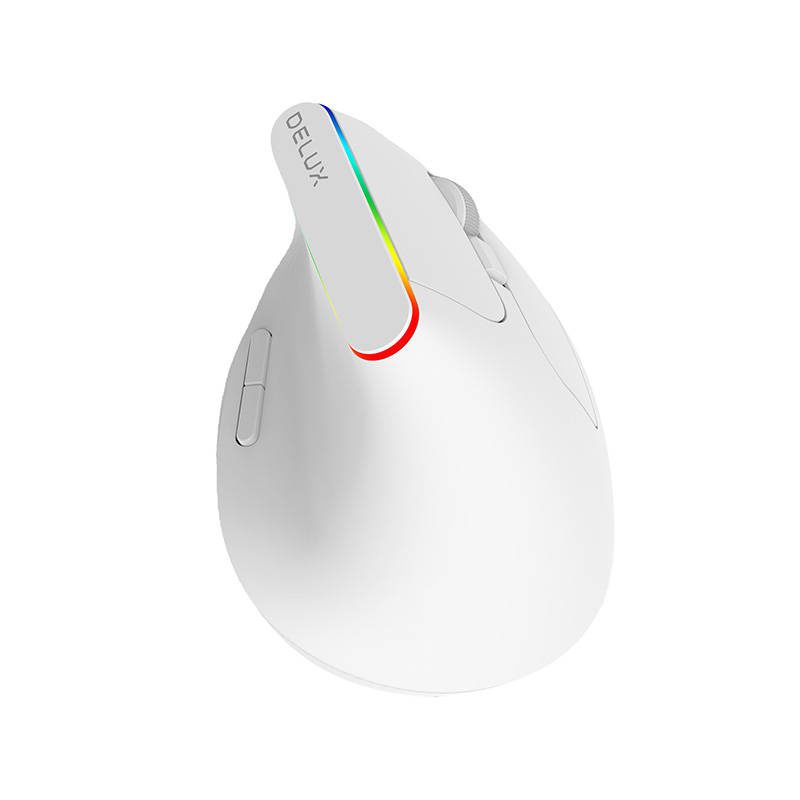 Wireless Vertical Mouse Delux M618C 2.4G 1600DPI RGB (white) - Image 2