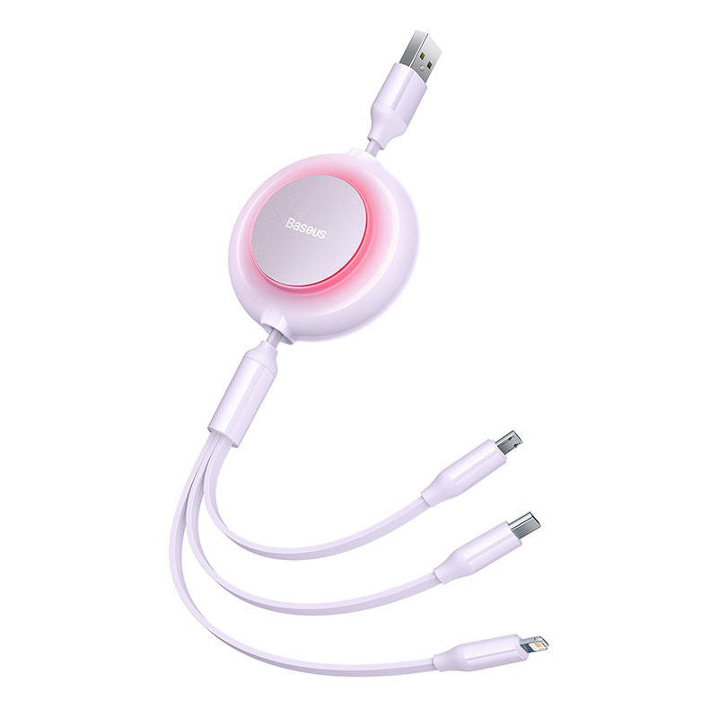 Baseus Bright Mirror 2, 3-in-1 USB 3-in-1 cable for micro USB / USB-C / Lightning 3.5A 1.1m (Purple) - Image 6