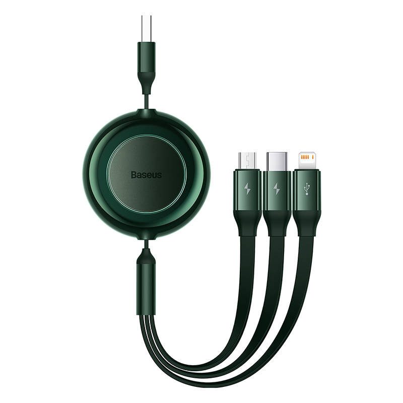 Baseus Bright Mirror 2, USB 3-in-1 cable for micro USB / USB-C / Lightning 3.5A 1.1m (Green) - Image 2