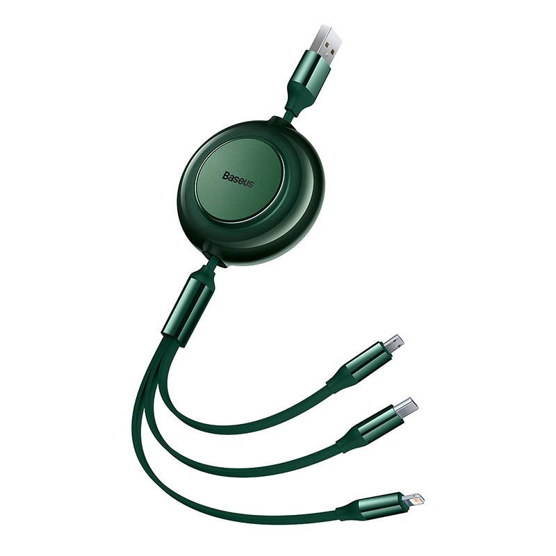 Baseus Bright Mirror 2, USB 3-in-1 cable for micro USB / USB-C / Lightning 3.5A 1.1m (Green) - Image 6