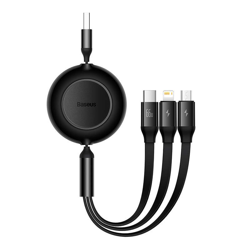 Baseus Bright Mirror 3, USB 3-in-1 cable for micro USB / USB-C / Lightning 66W / 2A 1.1m (Black) - Image 2