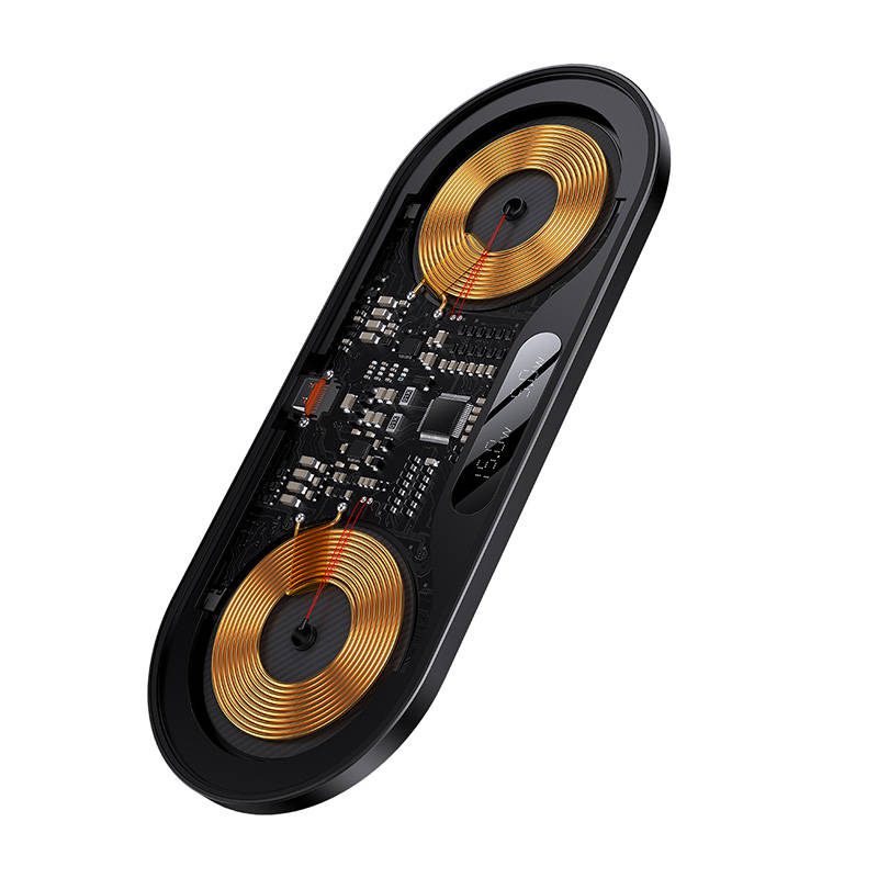 Dual Qi wireless charger Baseus Digital LED Display, 20W - Image 5