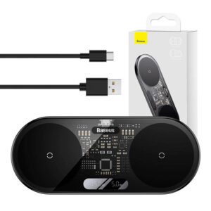 Dual Qi wireless charger Baseus Digital LED Display, 20W