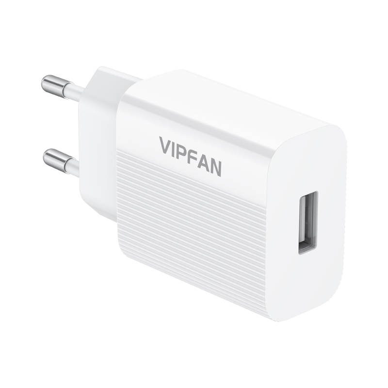 Network charger VFAN E01, 1x USB, 2.4A + USB-C cable (white) - Image 5