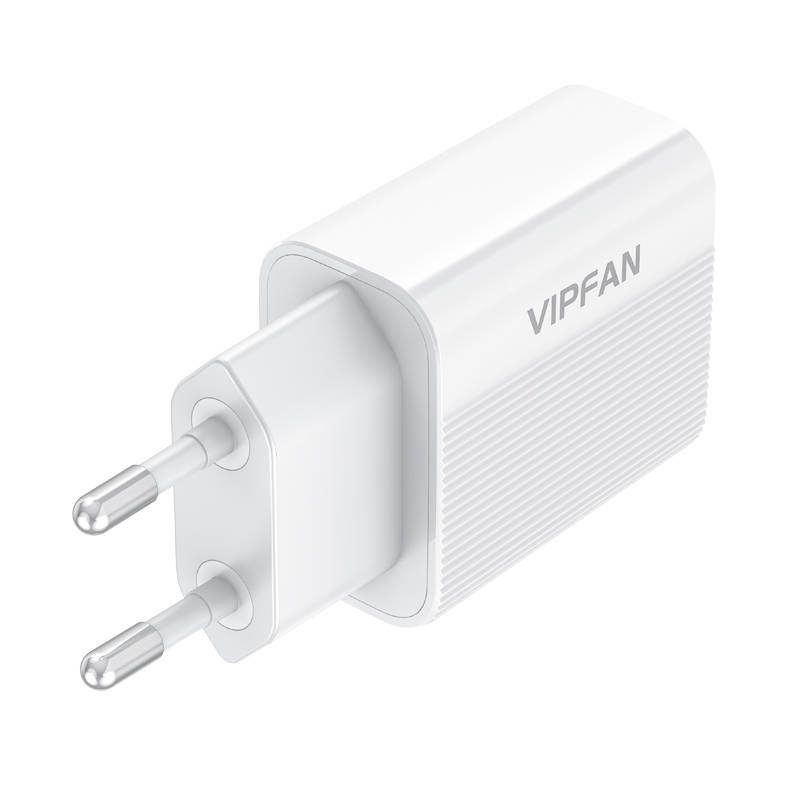 Network charger VFAN E01, 1x USB, 2.4A + USB-C cable (white) - Image 6