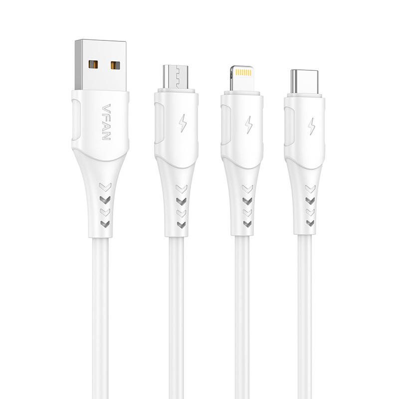 USB to Micro USB cable VFAN Colorful X12, 3A, 1m (white) - Image 4