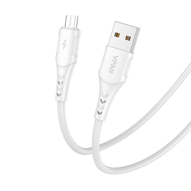 USB to Micro USB cable VFAN Colorful X12, 3A, 1m (white) - Image 2