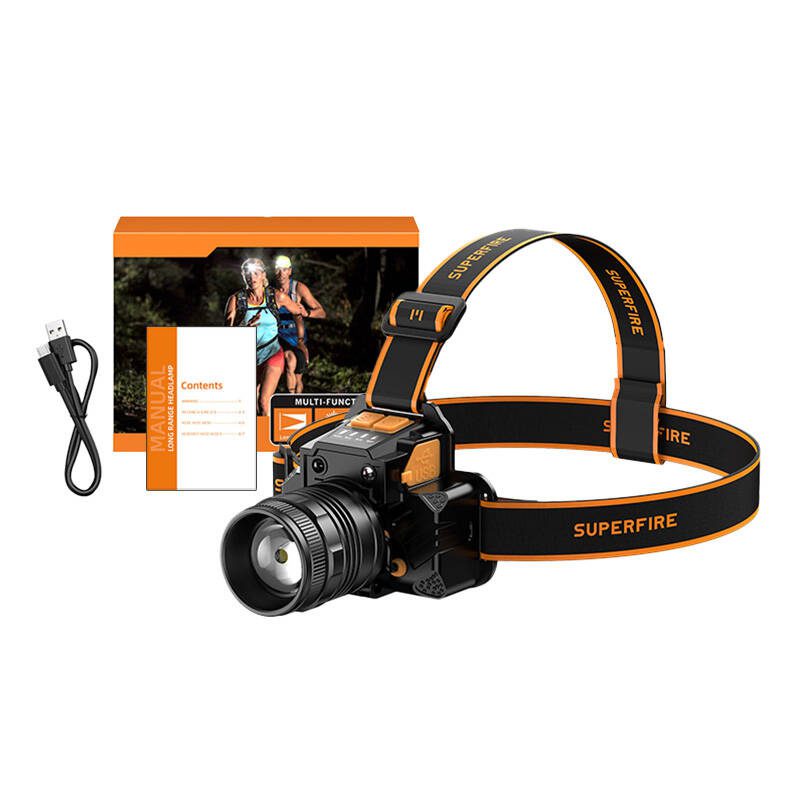 Superfire HL58 headlamp flashlight, 350 lm, USB, 3 modes, 200m - Image 2