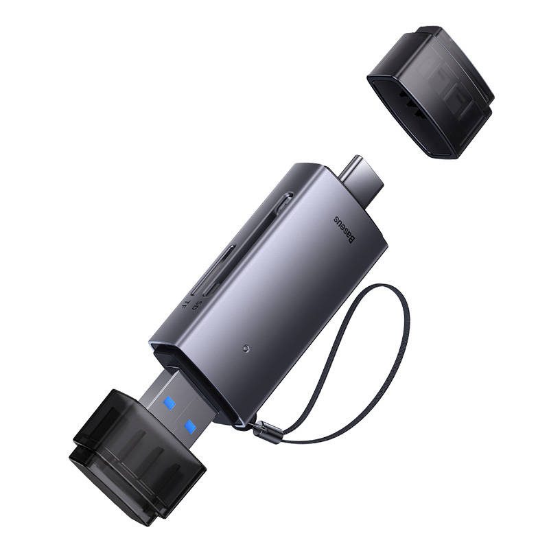 Baseus Lite Series SD/TF memory card reader, USB + USB-C (gray) - Image 3