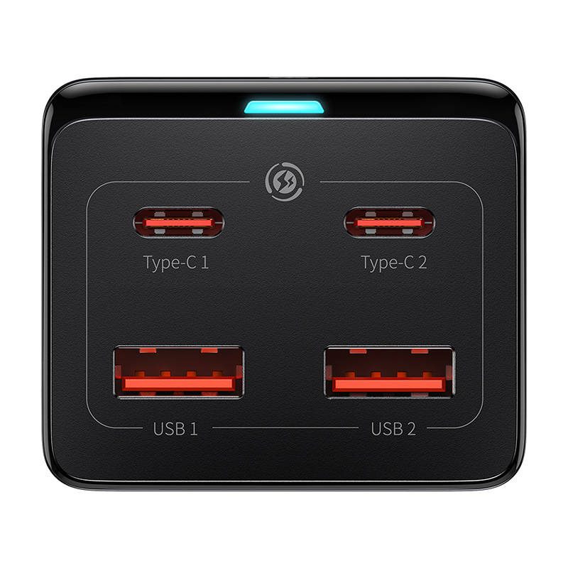Baseus GaN3 Pro wall charger / powerstrip 2xUSB + 2xUSB-C + AC, 100W (black) - Image 5