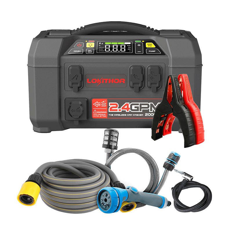 Lokithor AW401 Jump Starter / Booster 2500A + Powerbank 20000mAh + Compressor + Flash Light + Power Wash 5-in-1 Device - Image 2