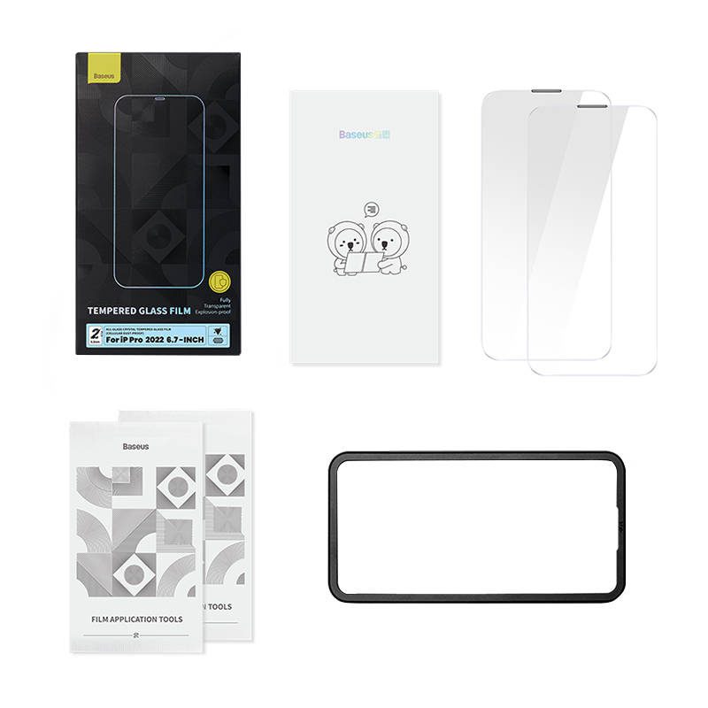 Baseus Crystal Tempered Glass Dust-proof 0.3mm for iPhone 14 Pro Max (2pcs) - Image 6