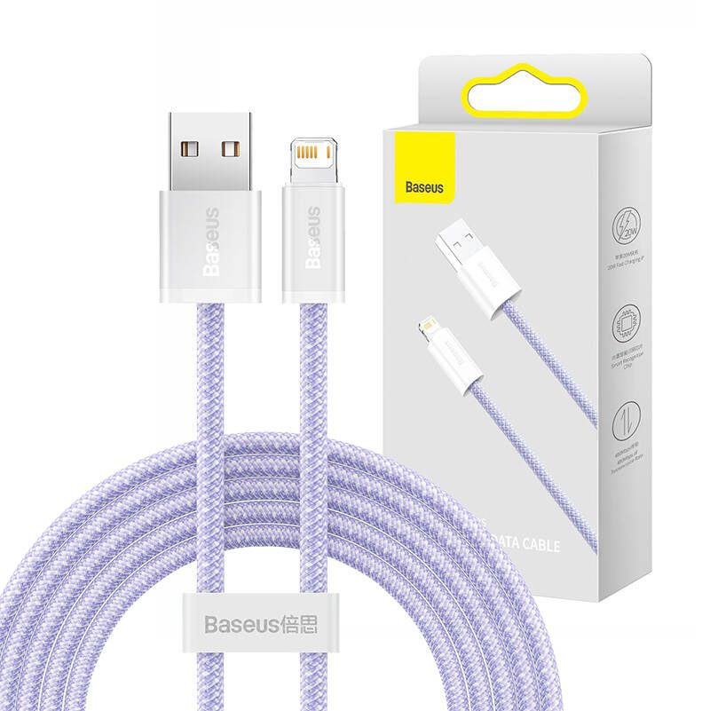 USB cable for Lightning Baseus Dynamic 2 Series, 2.4A, 2m (purple) - Image 6