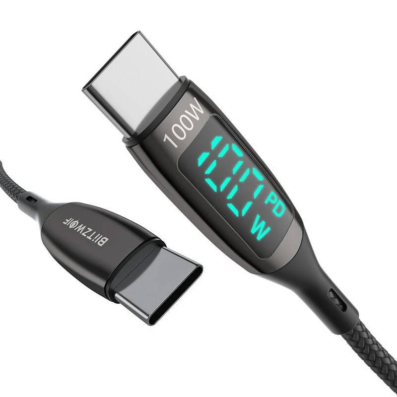 USB-C to USB-C cable BlitzWolf BW-TC23, with display, 100W, 0.9m (black) - Image 4