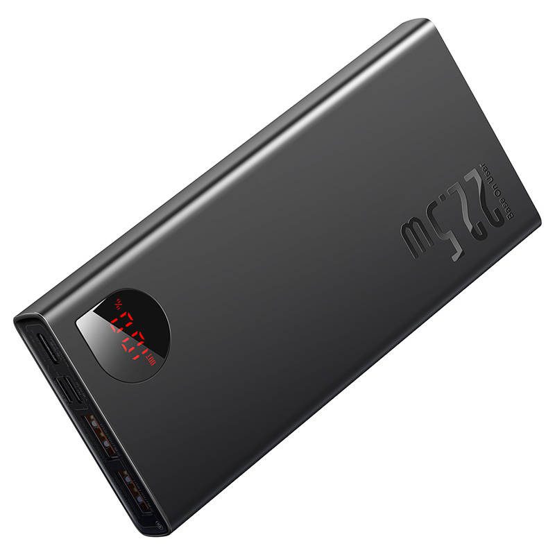 Powerbank Baseus Adaman Metal, 10000mAh, 2xUSB, USB-C, Lightning, MicroUSB 22.5W (black) - Image 3