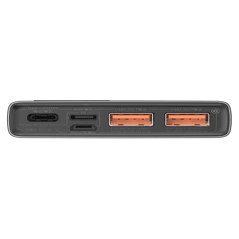 Powerbank Baseus Adaman Metal, 10000mAh, 2xUSB, USB-C, Lightning, MicroUSB 22.5W (black) - Image 4