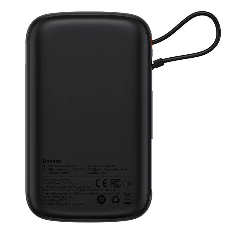 Powerbank Baseus Qpow PRO with cable, 10000mAh, 22.5W (Black) - Image 3