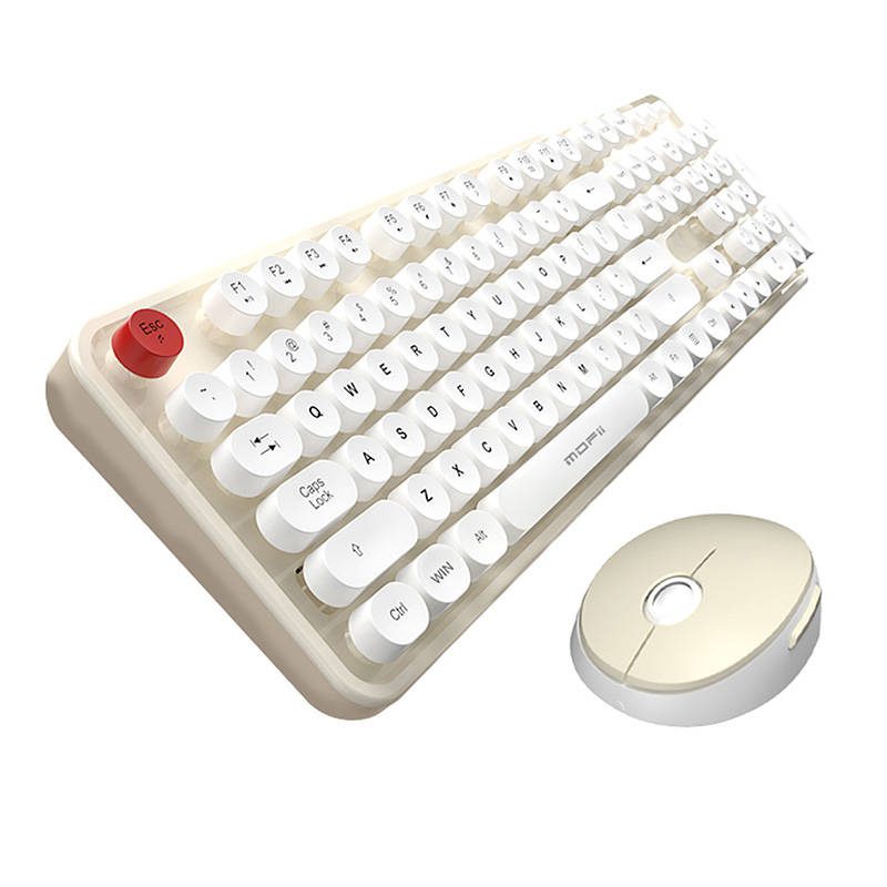 MOFII Sweet 2.4G Wireless Keyboard + Mouse Set (White and Beige)