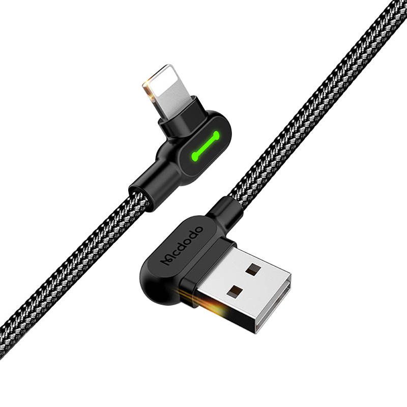 USB to Lightning cable, Mcdodo CA-4673, angled, 1.8m (black) - Image 3