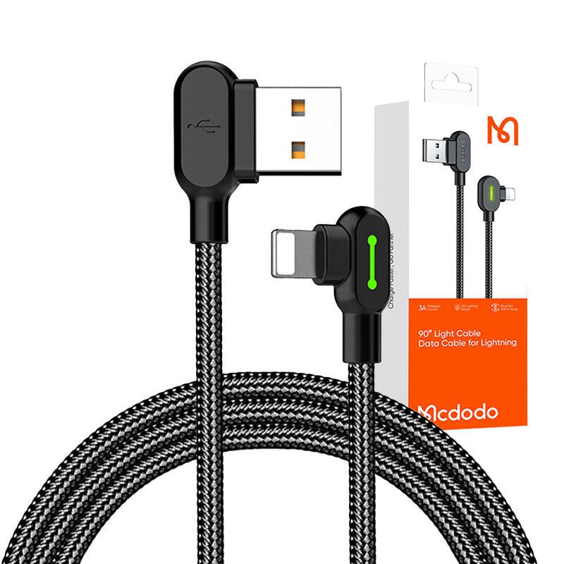 USB to Lightning cable, Mcdodo CA-4673, angled, 1.8m (black) - Image 4
