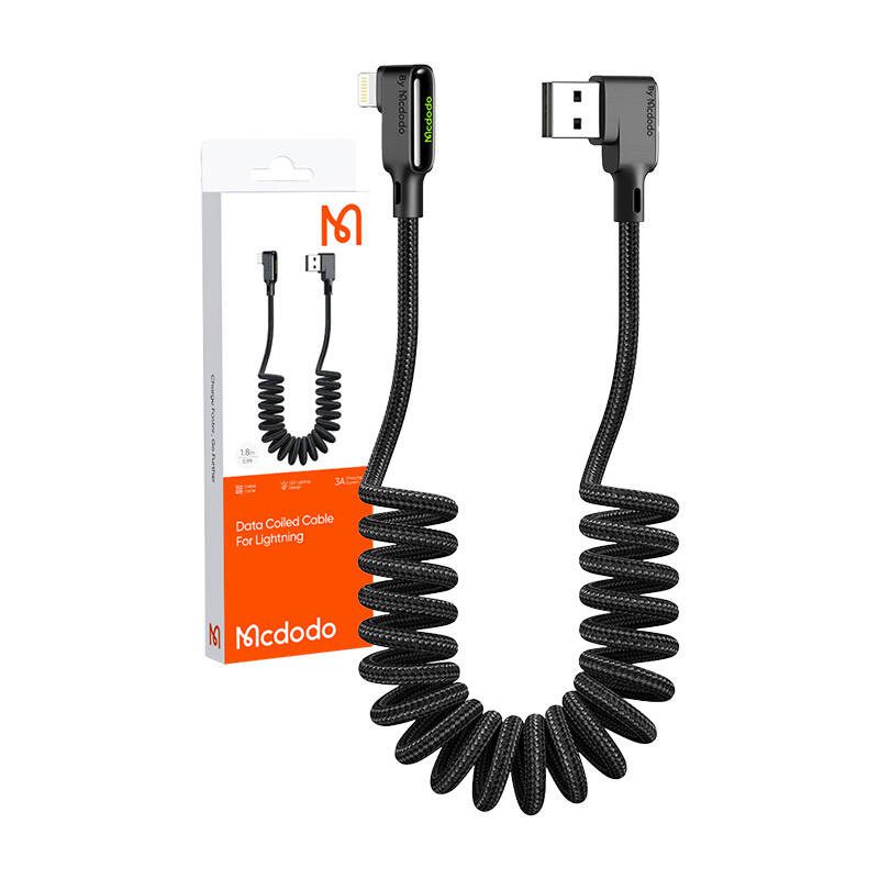 USB to Lightning cable, Mcdodo CA-7300, angled, 1.8m (black) - Image 5