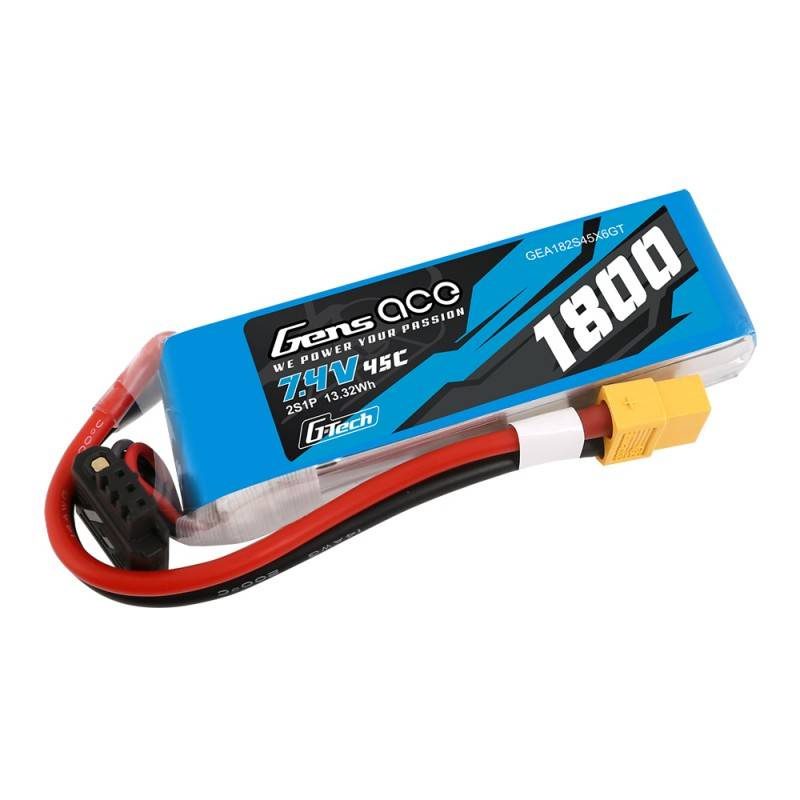 GensAce G-Tech LiPo 1800mAh 7.4V 45C 2S1P XT60 Battery - Image 2